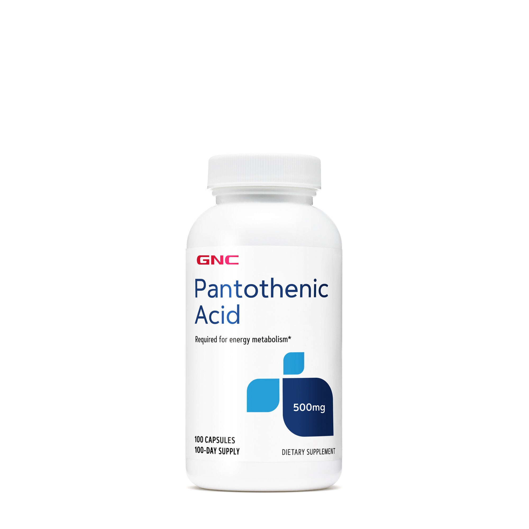 Pantothenic Acid 500 mg 100 Capsules (100 Servings) GNC
